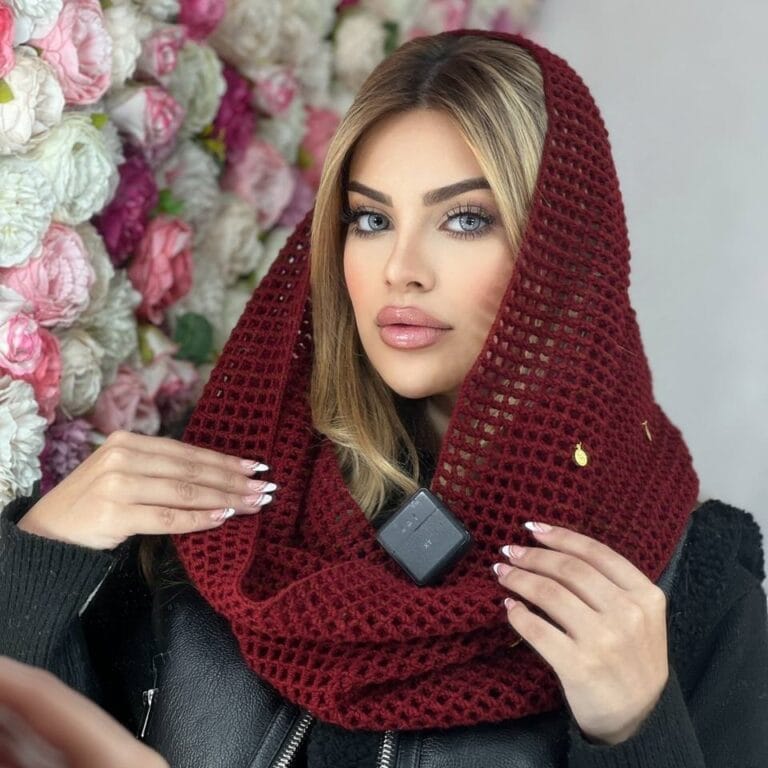 شال دخترانه مدل قلاب بافی
