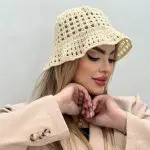 کلاه باکت قلاب بافی متراکم – کرم