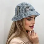کلاه باکت قلاب بافی چین دار