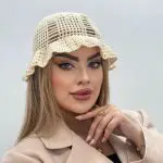 کلاه باکت قلاب بافی چین دار
