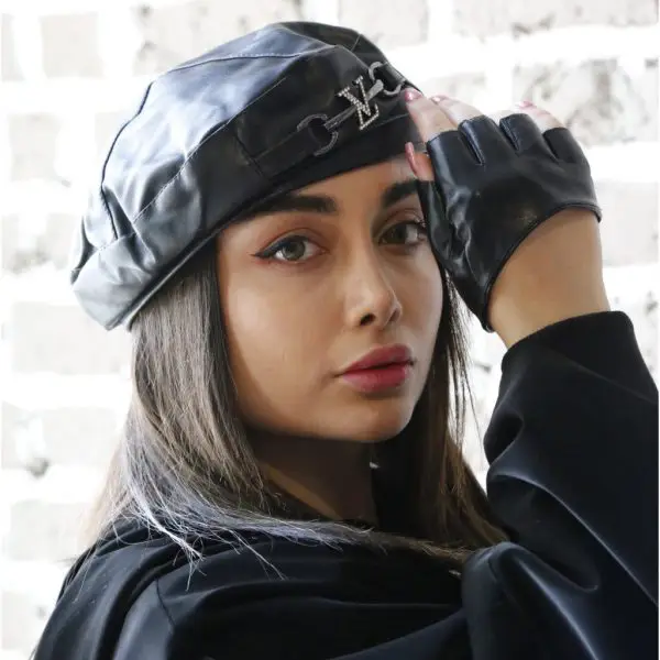 دستکش چرم مشکی مینی