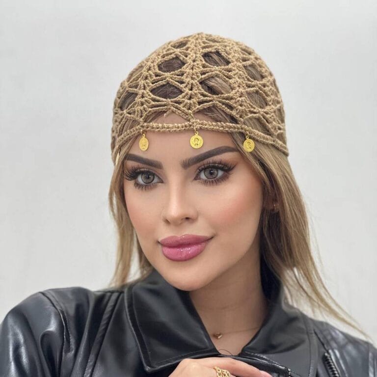 سربند قلاب بافی طرح گل