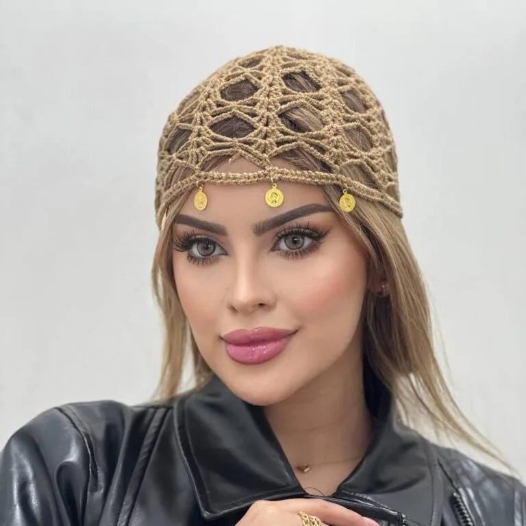 سربند قلاب بافی طرح گل