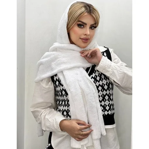 شال تدی سفید2 شال تدی
