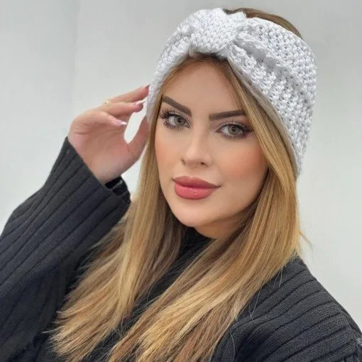 هدبند گره ای پهن سفید هدبند گره ای پهن