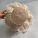 کلاه ساحلی بچگانه تور و مروارید
