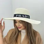 کلاه ساحلی با روبان پرادا