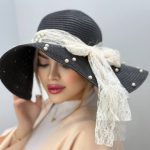 کلاه ساحلی مرواریددار پاپیون گیپور – مشکی
