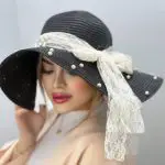 کلاه ساحلی مرواریددار پاپیون گیپور – مشکی