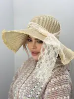 کلاه ساحلی پاپیون گیپور بدون مروارید