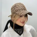 کلاه بیسبالی فندی لبه چرم