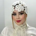 کلاه قلاب بافی گل برجسته
