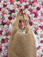 خرید کیف رافیا بزرگ رنگ نسکافه ای