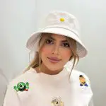 کلاه باکت کتان گلدوزی بابونه