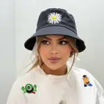 کلاه باکت کتان گلدوزی بابونه
