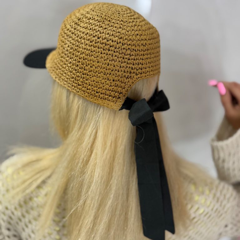 کلاه بیسبالی حصیری پشت پاپیون