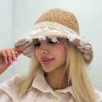 قیمت کلاه باکت رافیا شکوفه بزرگ