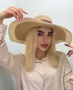 خرید کلاه ساحلی دو رنگ لبه بلند گوچی