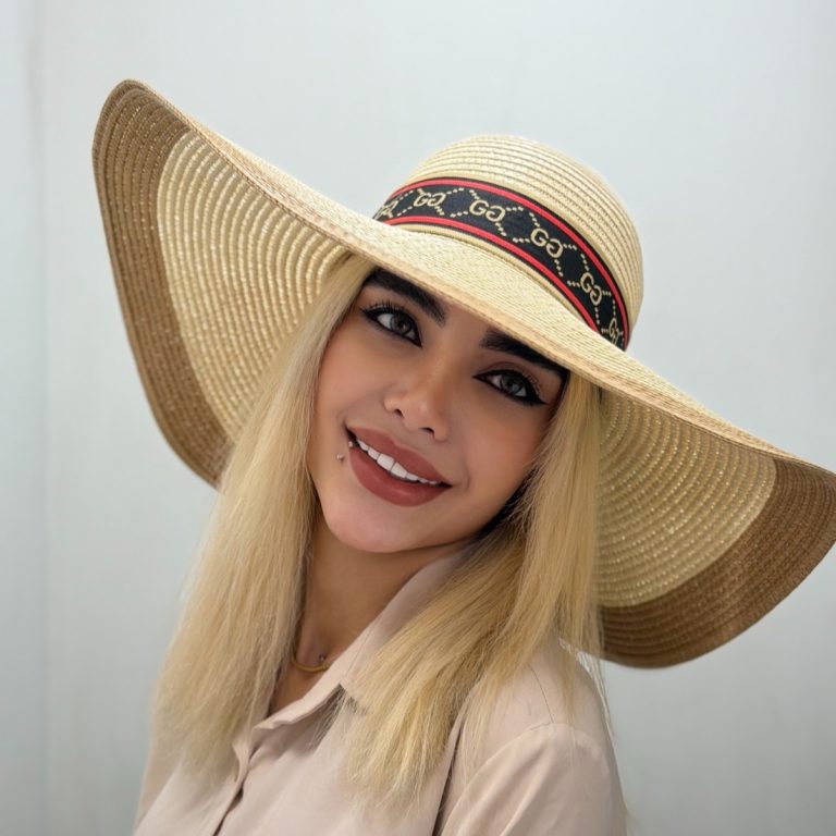 کلاه ساحلی دو رنگ لبه بلند گوچی
