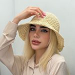 خرید کلاه ساحلی رافیا بند کنفی