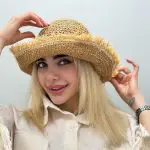 خرید کلاه ساحلی رافیا لبه ریش ریش
