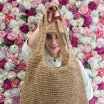 کیف رافیا بزرگ رنگ نسکافه ای