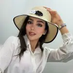 نمای دیگر کلاه ساحلی لبه کوتاه مروارید دو گل