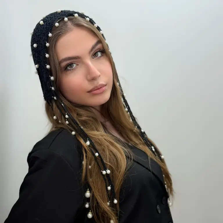 کلاه زنانه قلاب بافی مروارید