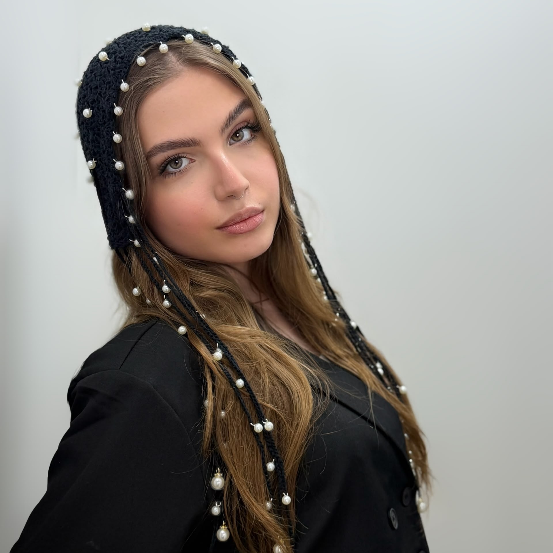 کلاه زنانه قلاب بافی مروارید
