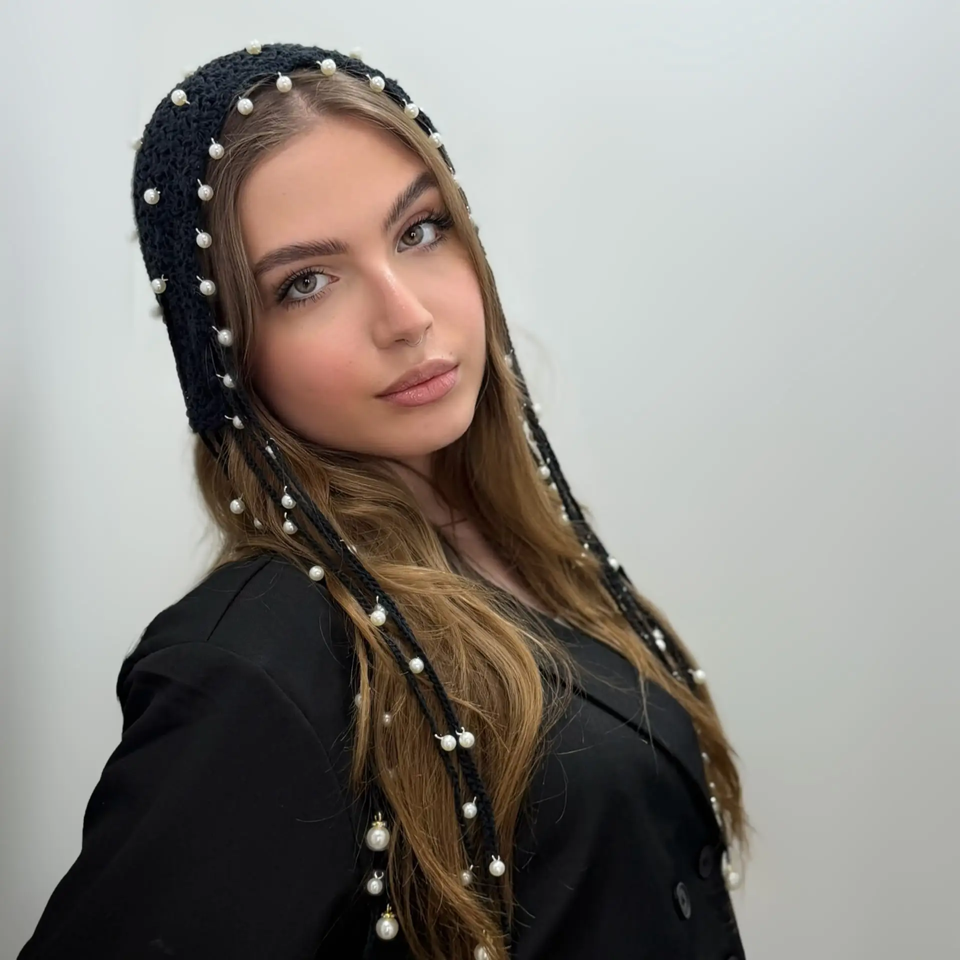 کلاه زنانه قلاب بافی مروارید