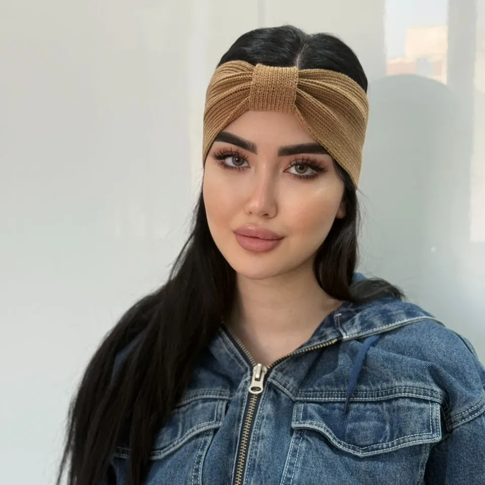 هدبند بافت ریز پاپیون گره ای نسکافه هدبند بافت ریز پاپیون گره ای