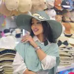 خرید کلاه ساحلی پاپیون ساتن کرم
