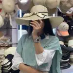 کلاه ساحلی پاپیون ساتن کرم